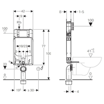Rama Geberit, Kombifix, pentru vas wc suspendat,109 cm, cu rezervor incastrat Sigma 8 cm